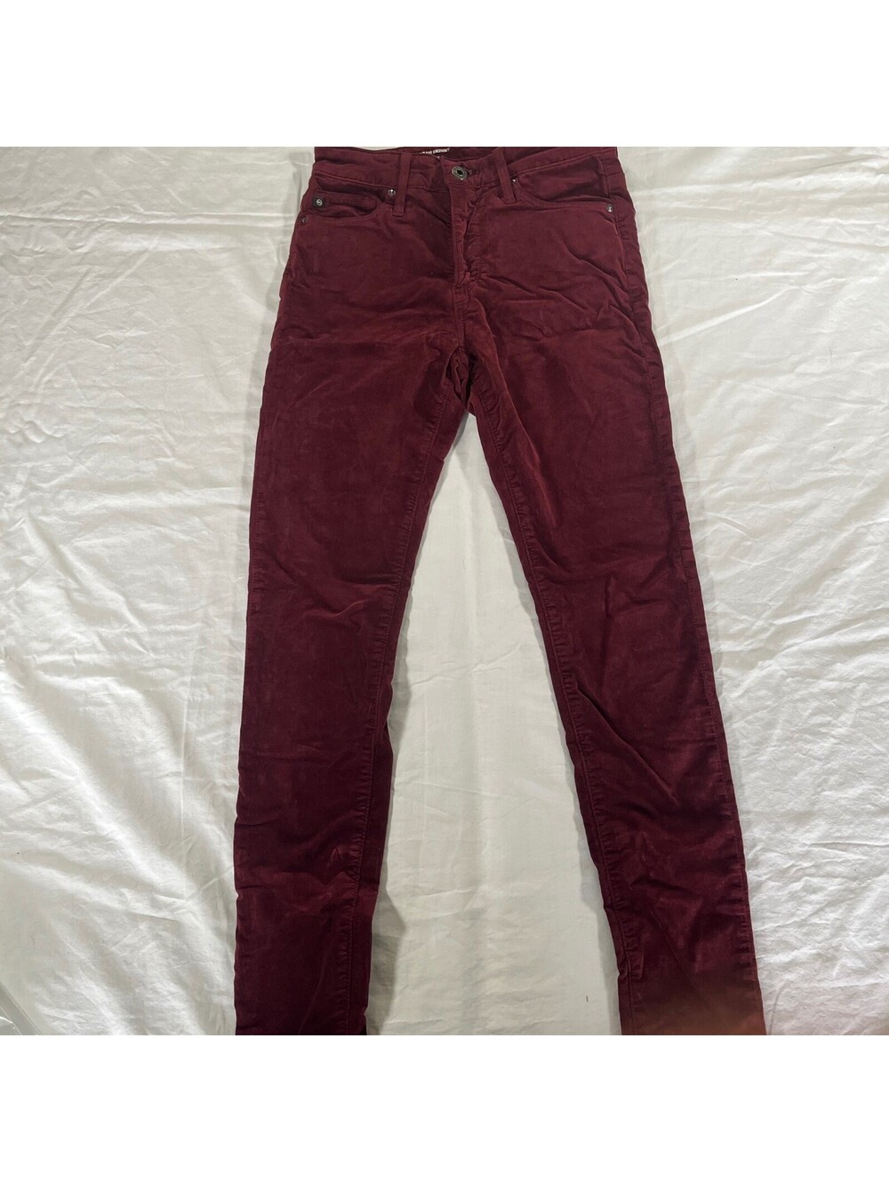 Adriano Goldschmied Pants Women's 24R Farrah Skinny High-Rise Maroon Velvet
